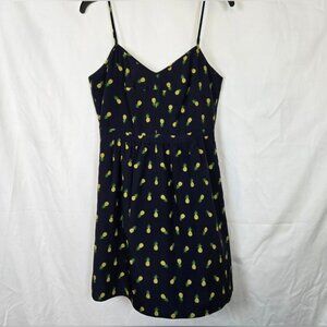 J.Crew Women's Navy Pineapple Print Spaghetti Strap Lined Summer Mini Dress Sz 8